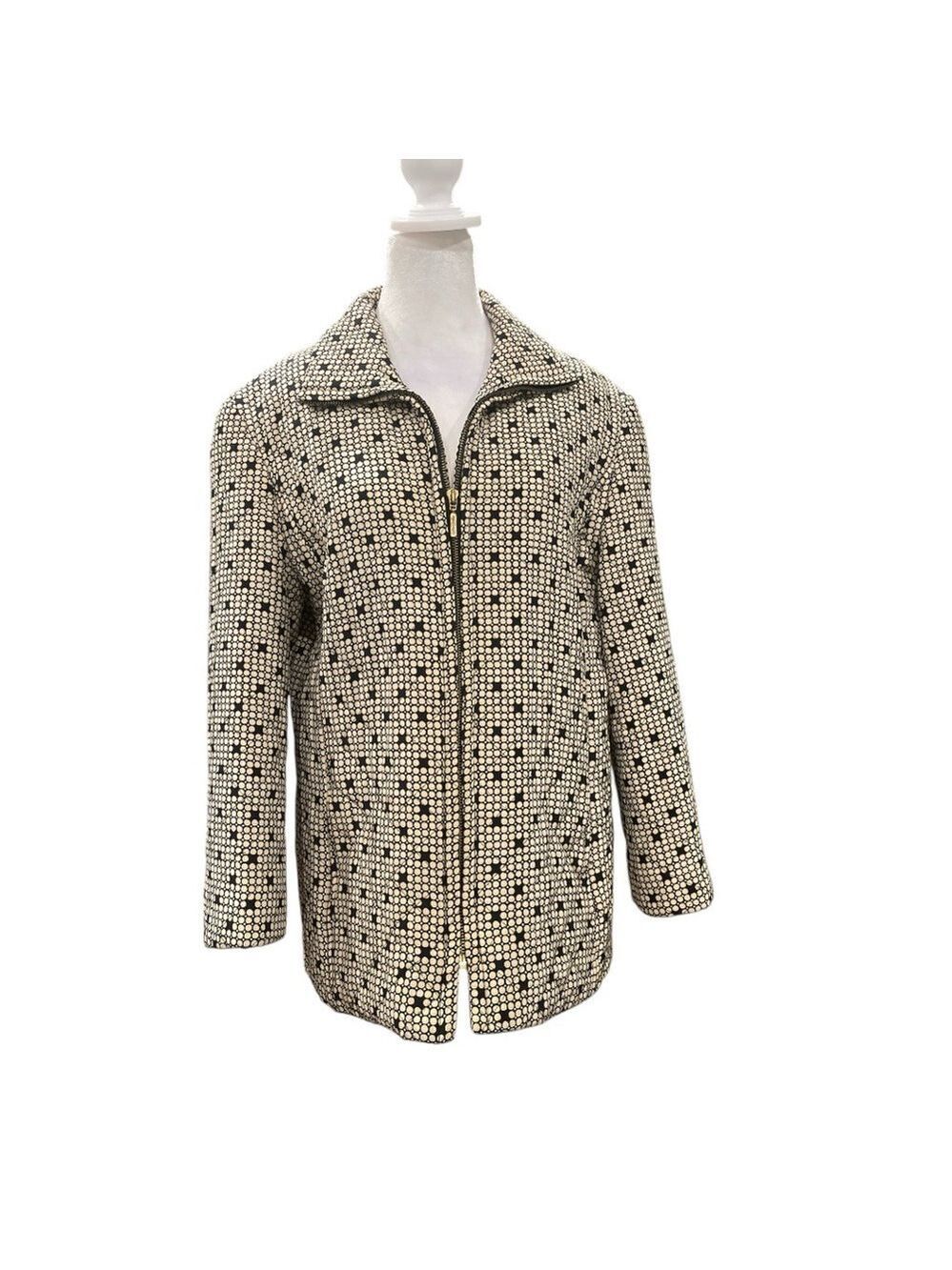 Betty Barclay SZ 10(GB 14) cream/black polkadot 100% silk pockets quilted jacket